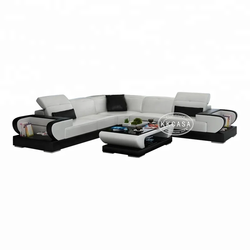 European Style Furniture Living Room Luxury Corner Genuine Leather Sofa Designs And Prices