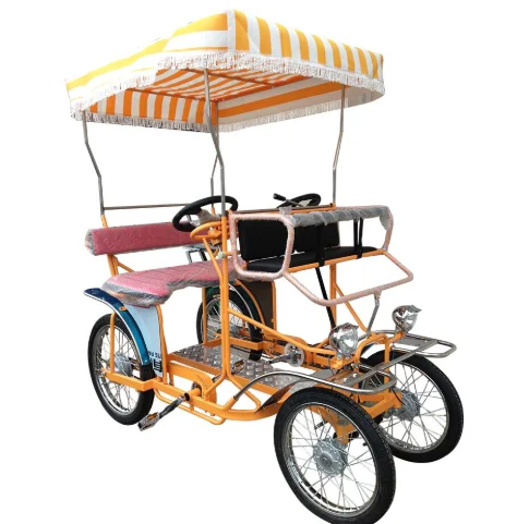 manufacturer suply 2PERSONS   4 WHEEL  SURREY BIKE WITH LED LIGHTS SURREY QUADRICYCLE