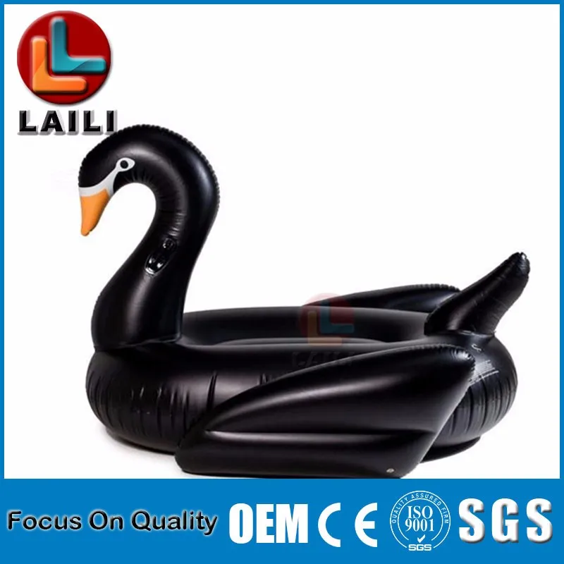 Durable large adult inflatable black swan pool float for sale