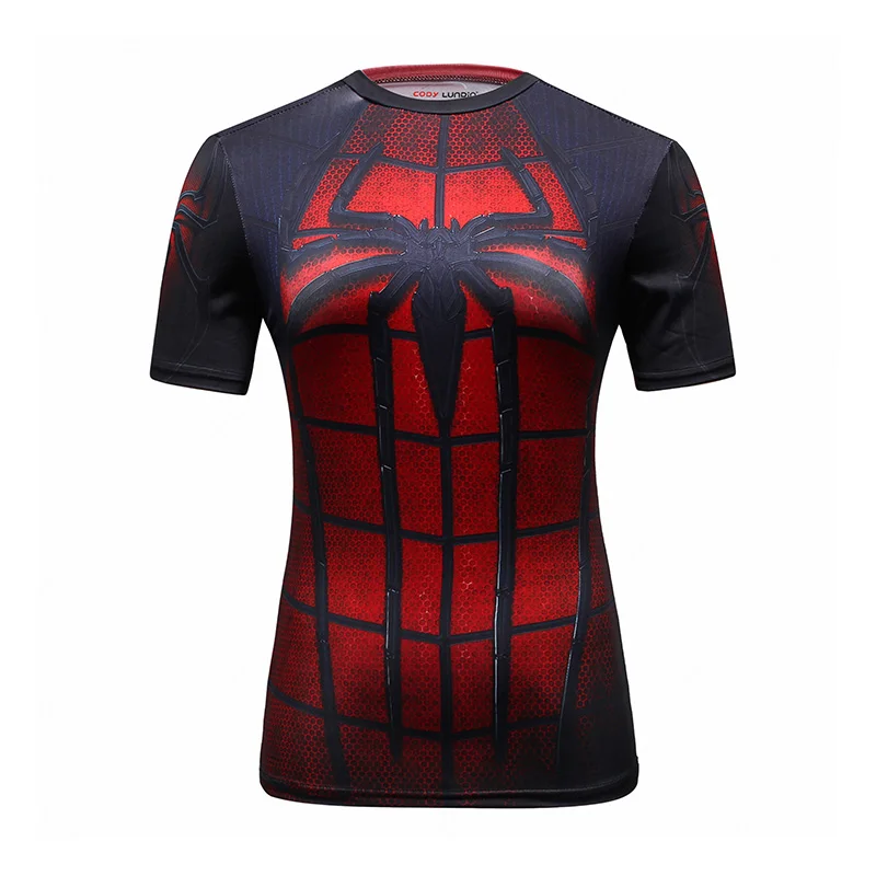 DC Comics Women Superhero Spiderman Halloween Costume T Shirt Fitness Tights Under Tees