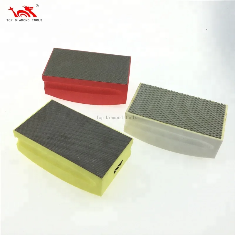 Foam Backed Edge Polishing Electroplated Diamond Hand Pads for Stone Glass Ceramic Granite Marble Stone Quartz Gemstone Tile