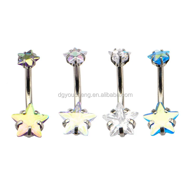 
14g 7/16 Internally Threaded Belly with Prong Set Star Gem 