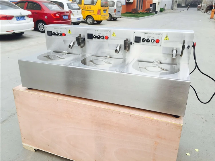 OEM 304 stainless steel 24kg electric chocolate tempering melting/moulding machine with 3 pots