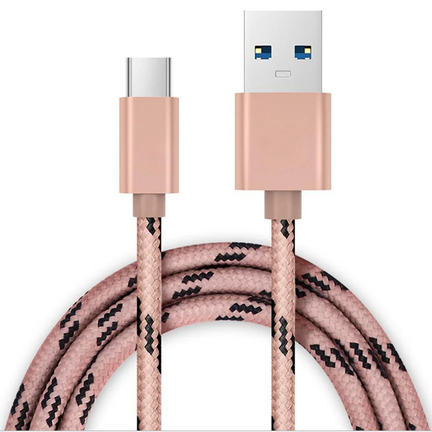 Плетеный Нейлоновый usb 3,1 type-c кабель кожа usb кабель, кабель usb со светодиодной подсветкой, usb кабель для передачи данных