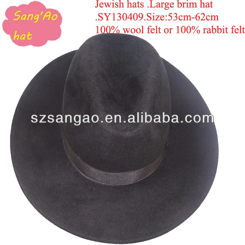Making big black wool felt jewish hats as new style fedora