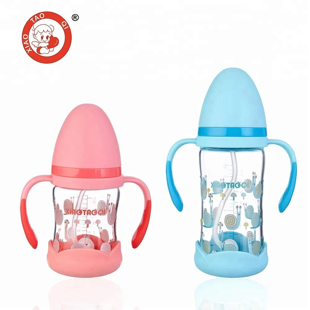 Wholesale Silicone Base Baby Glass Feeding Bottle