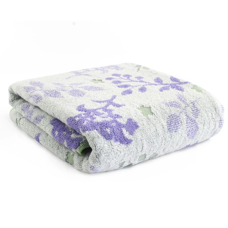 
Leaves pattern design purple color jacquard weaving 100% cotton bath towel 