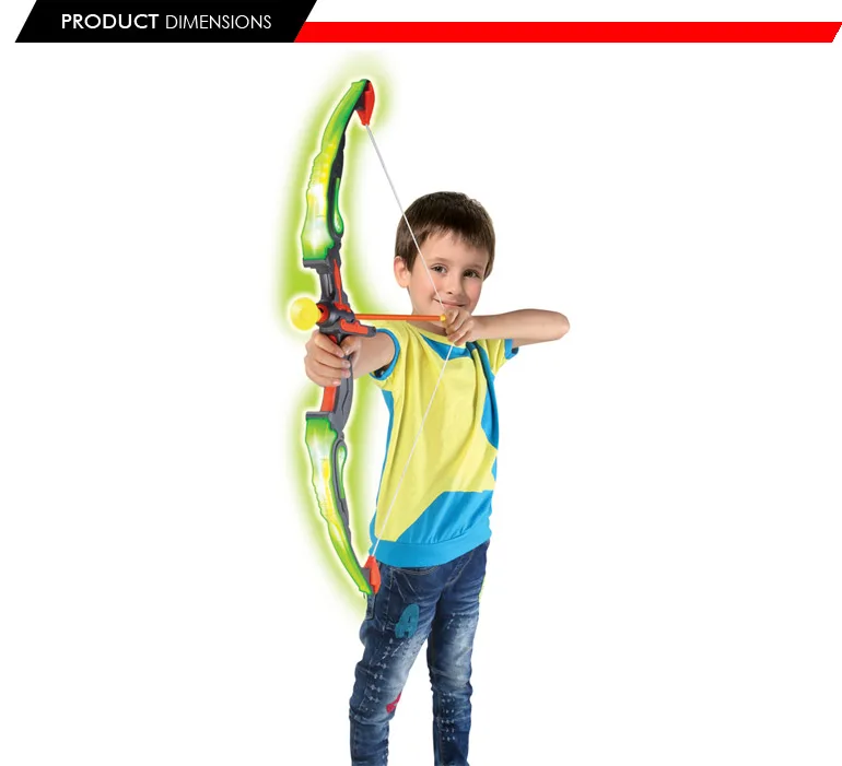 outdoor green color luminous shooting game led light up in the night bow and arrow toy set for kids