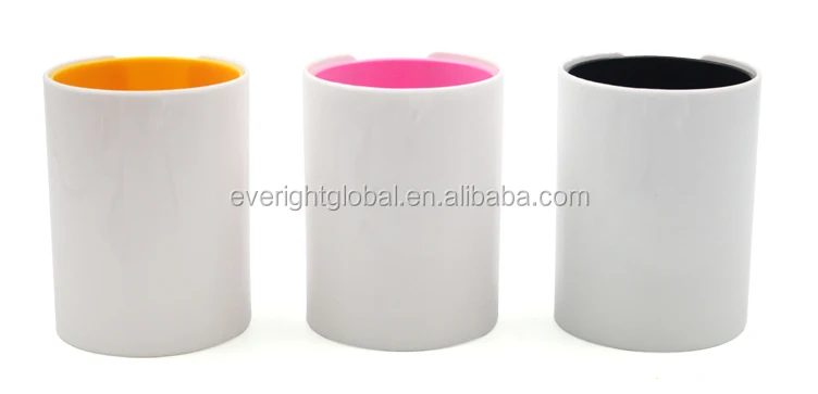 
T0082 Low MOQ High quality Cylinder double wall 2 colors plastic material pen holder / container for promotion event 