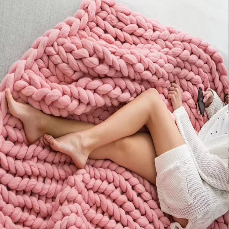 
DIY Arm knit 21 microns Merino knitting yarn wool roving for Blankets 