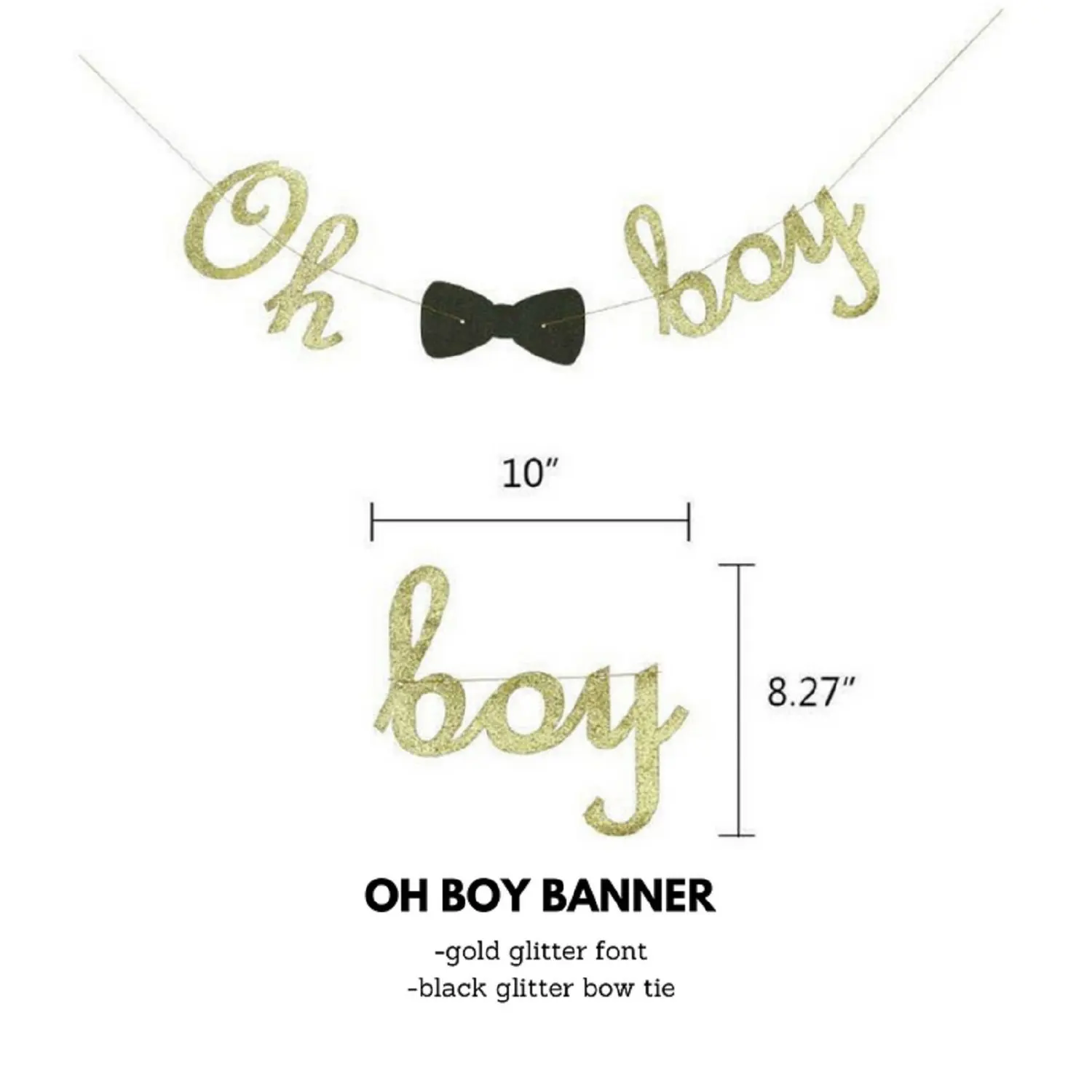 Baby boy shower decorations  Little Man Baby Shower Oh Boy Banner with Bow Tie  Oh Boy Cake Topper