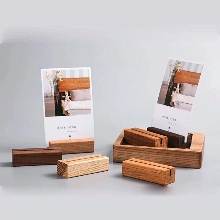 Custom Creative Calendar Base Gift Wooden Card Holder Photo Message Folder