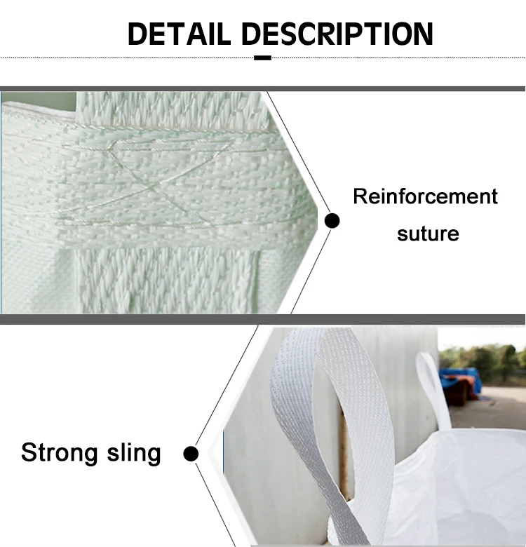 Big size large 1 ton 2000kg jumbo bag FIBC flexible container manufacturers with discharge bottom spout top middle belt