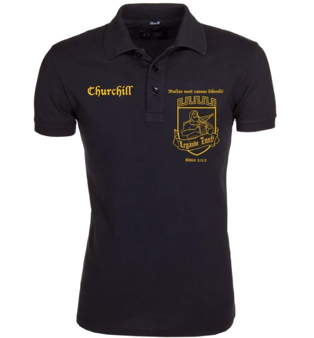 
mens custom black 100% cotton with logos and names embroidered on chest with rib collar and cuffs short sleeves polo shirt 