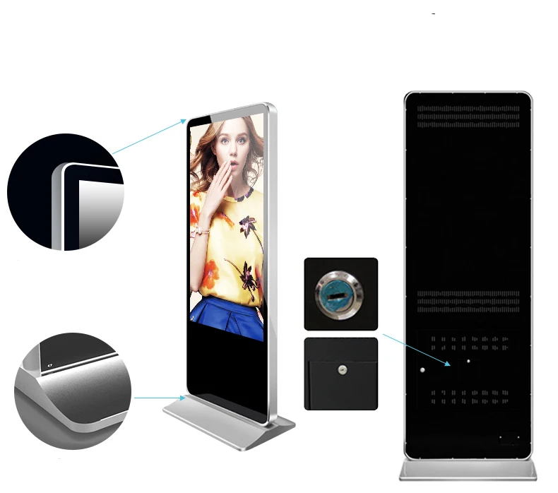 Ground stand 55 inch LCD LED advertising Kiosk Signage totem video loop player display