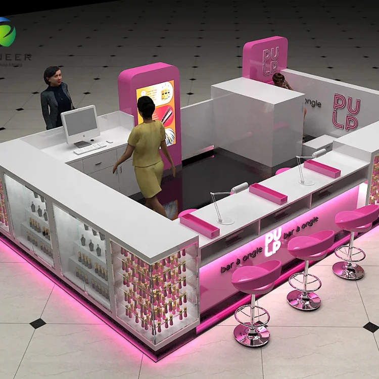 
Novelty Modern Nail Bar Nail Kiosk Manicure Kiosk 3D Design In Mall 