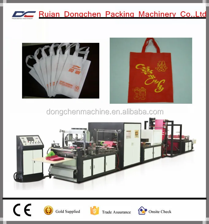 Automatic handle attaching and latitude cutting non woven bag making machine