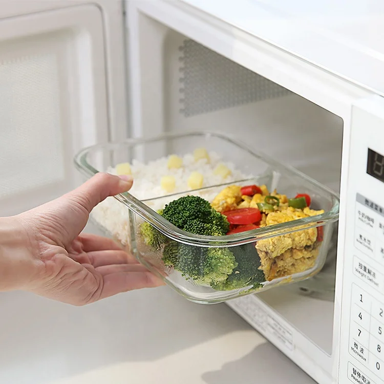 2 Compartment Glass Meal Prep Containers Best Quality Snap Locking Lids Airtight Glass Food Containers