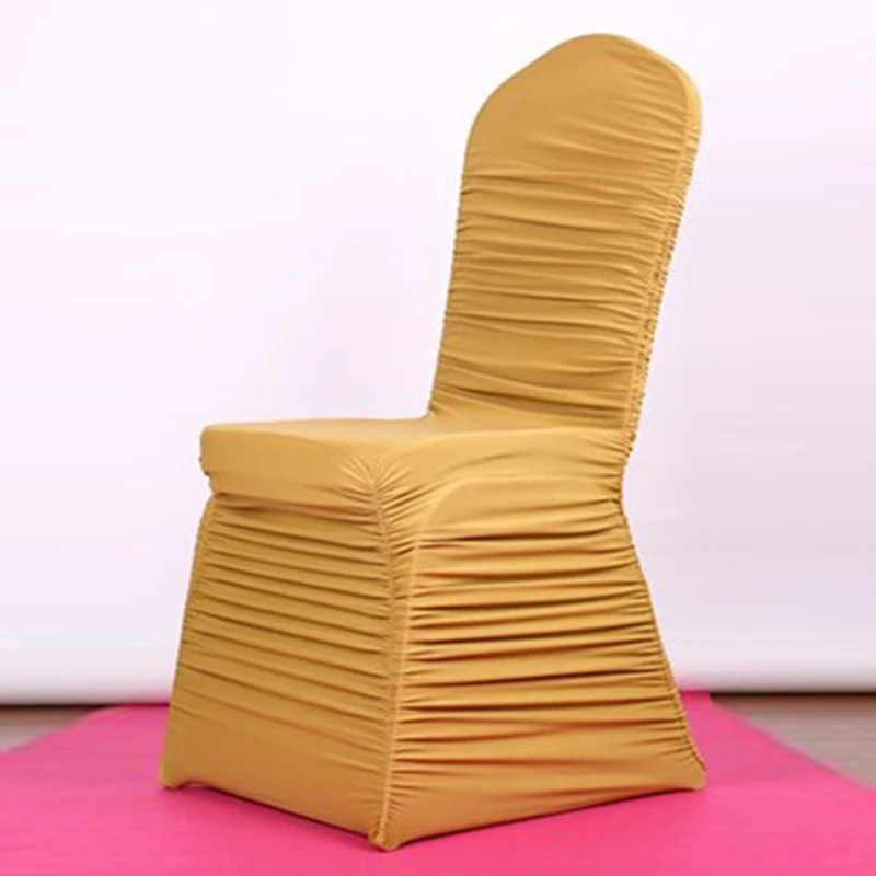Wedding Ruffled Universal Spandex White Chair Cover