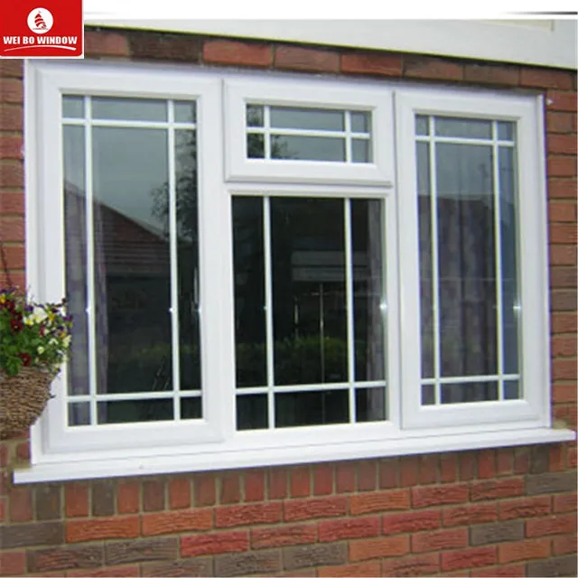 Latest design PVC/UPVC  plastic grill insert window with mesh for awning windows