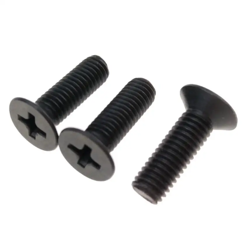 Black Flat Head Screws Cross Machine M4 DIN 965 Fastener