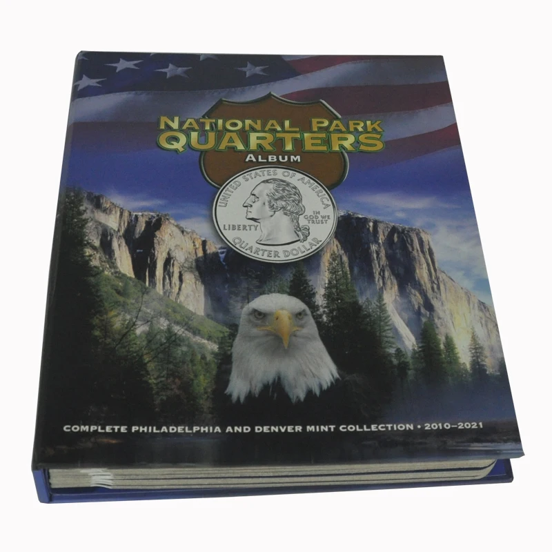 
Custom National Park Quarters Euro Coin Holder Album With Metal Corners and Clear PVC Film 