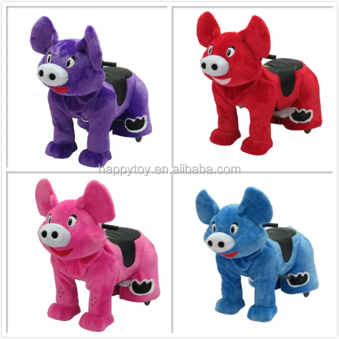 Plush stuffed animal scooter,children electric horse,plush rocking horse on wheels