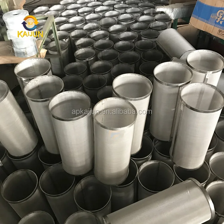 
100 mesh weave stainless steel wire mesh cylinder coffee filter cartridge 