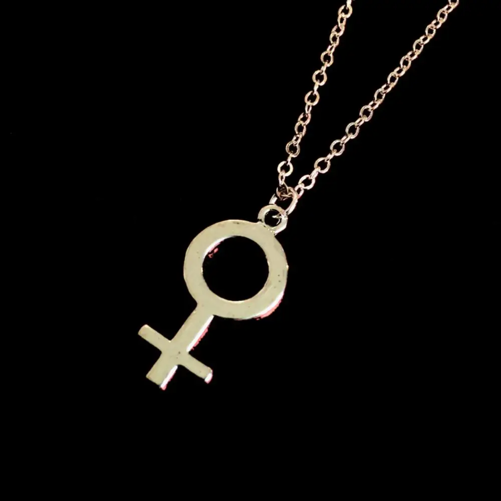 Venus Feminist Woman Female Symbol Charm Silver Necklace chain
