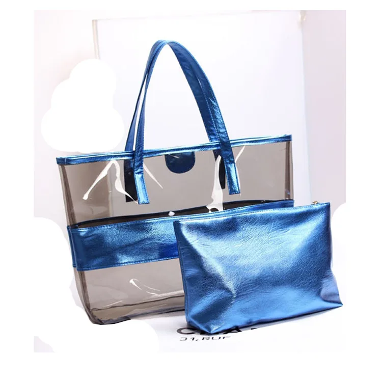 
Summer new PVC waterproof transparent bag crystal neon jelly shoulder bag female leisure beach bag handbag 