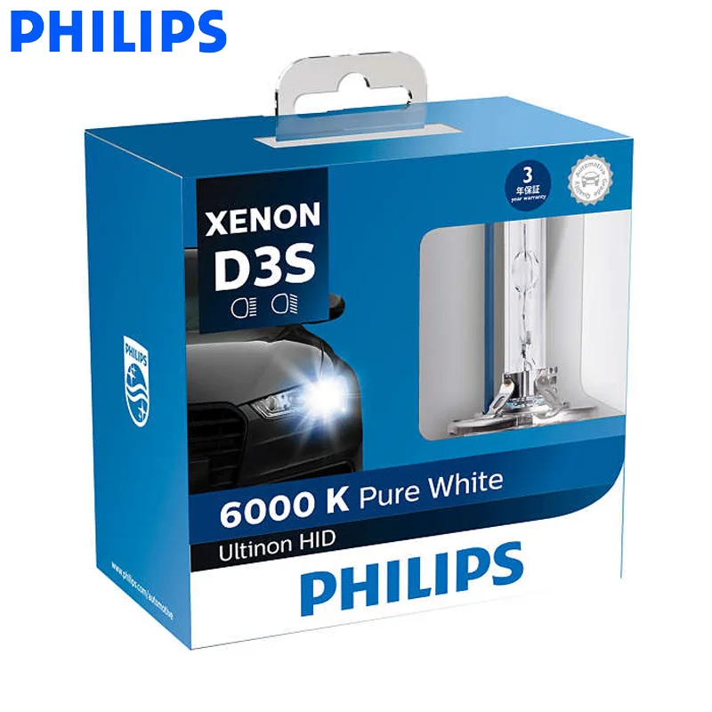 Philips Ultinon HID Series D1S D2S D2R D3S D4S 6000K Cool Blue Xenon White Light Car Upgrade Headlight Bulbs Flash Quick Start