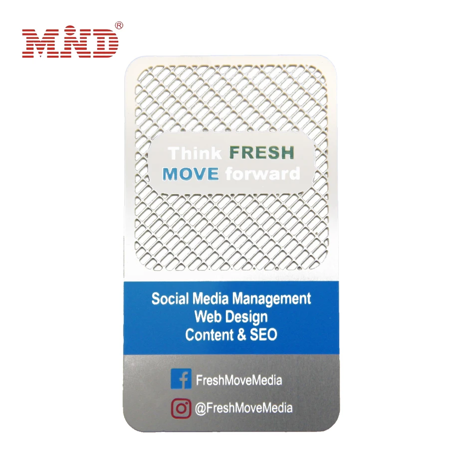 Customized silver/golden laser cut metal business card