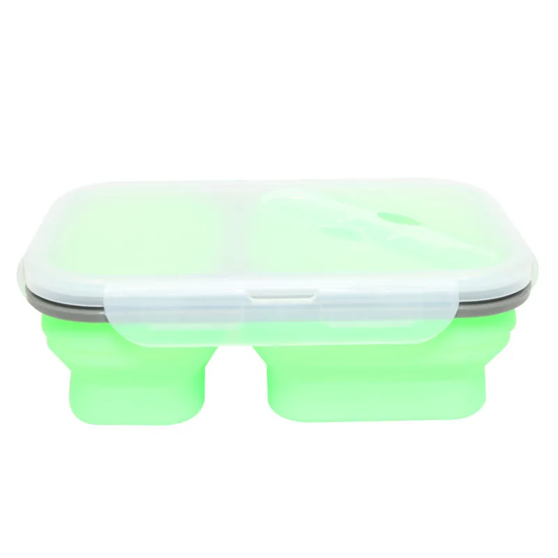 Good Quality  carry-all lunch box Eco-friendly 4 Color 2 Cavity Silicone Food Container