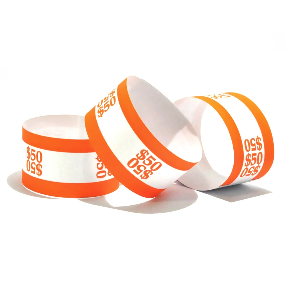 Custom Design Pre-sealed currency bands with stickcy end for organizing money