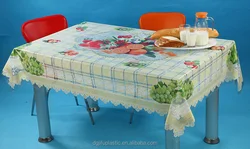 Golden embossed polyester PVC film wholesale washable table cloth clear plastic table cover