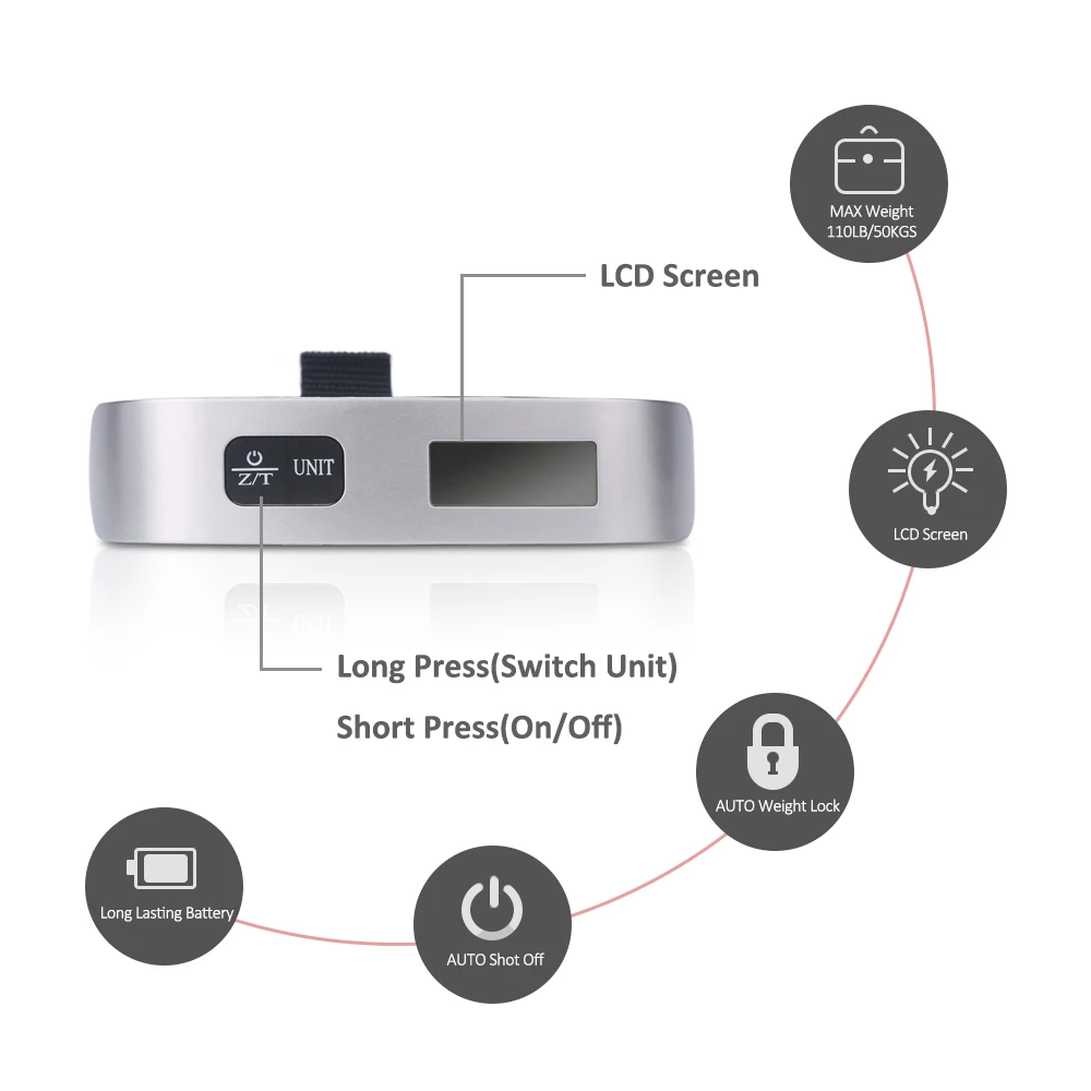 Mini 50KG Basculas Digital Weight Machine Hanging Weighing Scales Smart Travel Luggage Scale Portable Electronic Weighing Scales