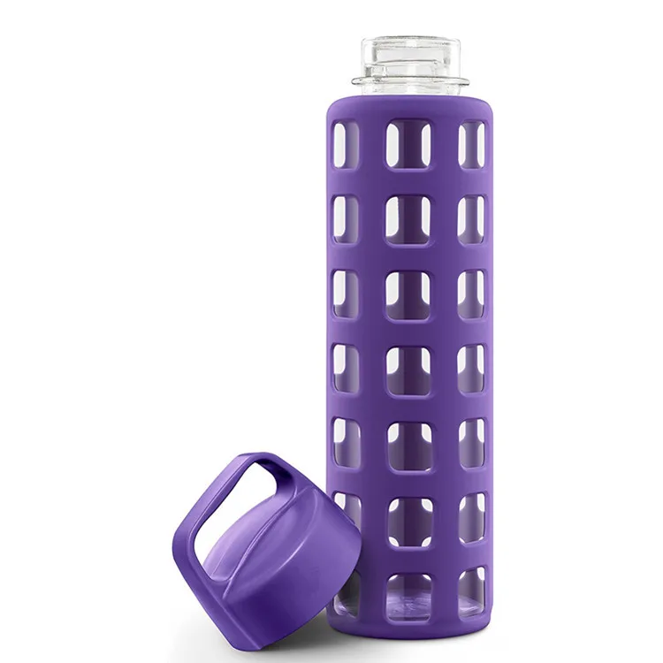 Sports Glass Water Bottle Insulated Sleeve Stainless Steel Lid Time Marked Standard Mouth Liter Container for Drinking