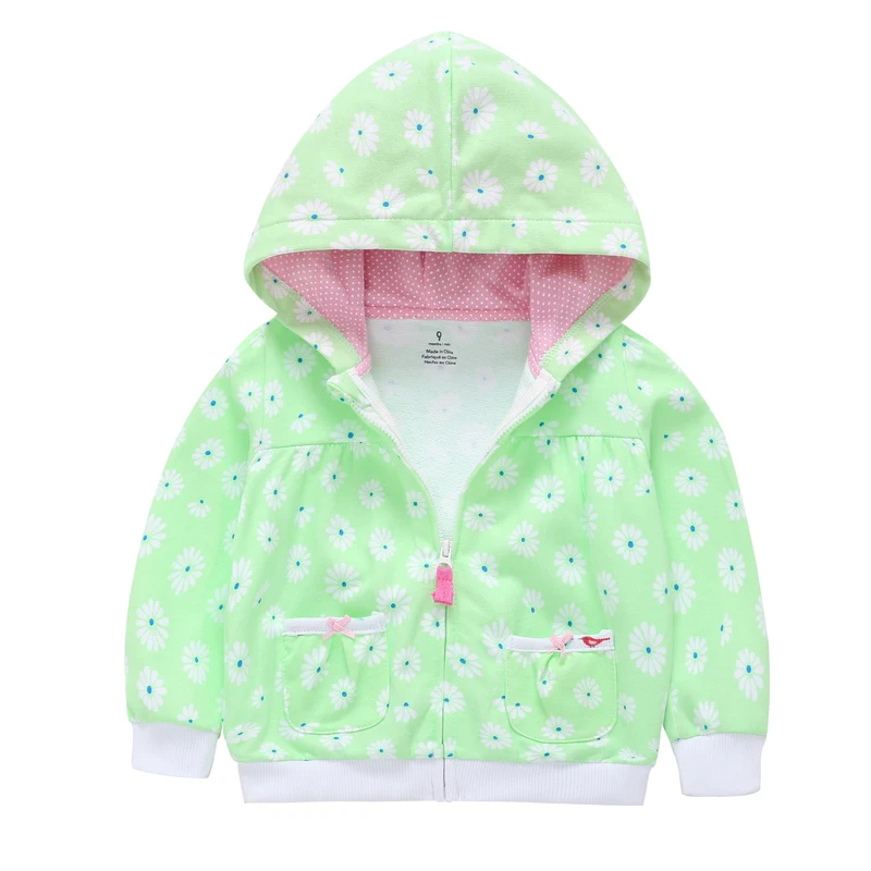 
Long Sleeve Baby Girls Candy-Color Floral Coat Baby Girl Zipper Hoodies Infant Cotton Tops Sweatshirts Zip Hoodie In Steel Grey 