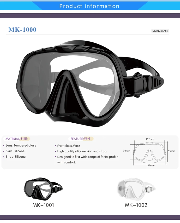 Wholesale adult diving snorkeling mask set customized  customized underwater adults diving mask cheap price