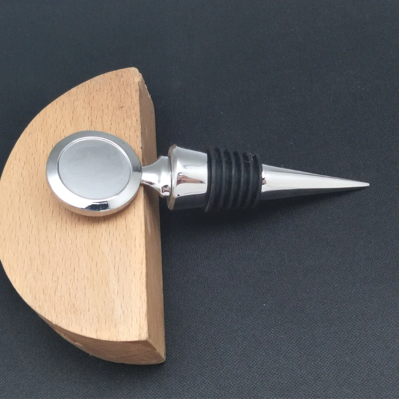 Custom Logo Round Shape 3D Blank Metal Vacuum Red Wine Bottle Stopper