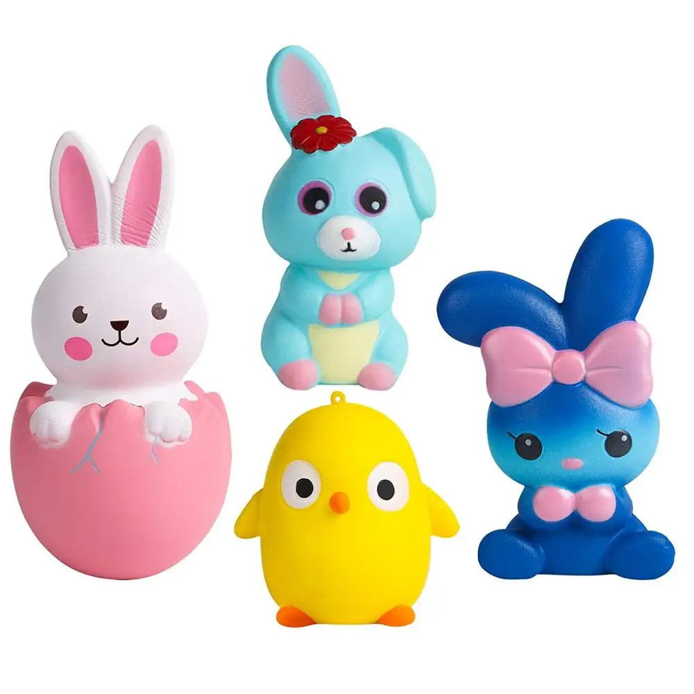 PU foam jumbo cute factory wholesale animal squishy China Easter new kawaii rabbit squishy and Easter Egg Squishy