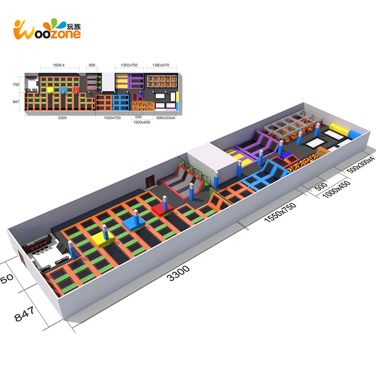 20ft kawasaki ninja warrior bungee trampoline park outdoor for sale