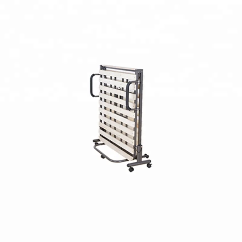 
Solid Wood Slat Metal Folding Bed Single 