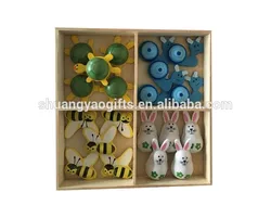 Wooden tortoise/rabbit/nail/bee mix fridge magnet  wooden sticker for decoration