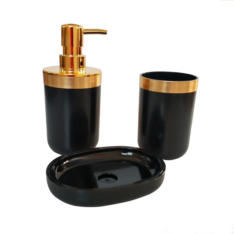 
Factory new products 2pcs or 3pcs Home Hotel use lotion dispenser tumbler soap dish Plastic bathroom accessories modern set 