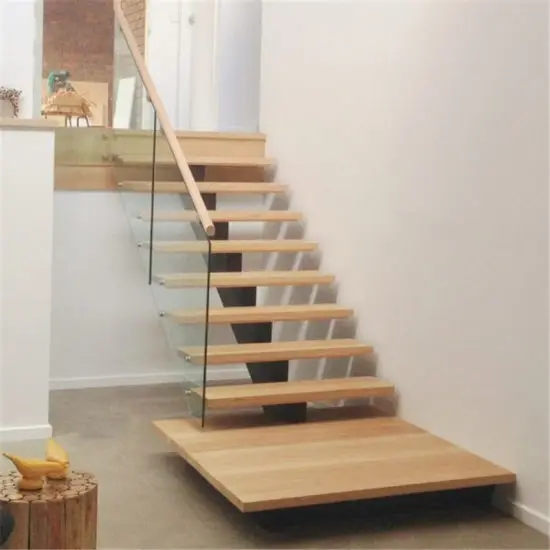 interior straight stringer steel wood staircase for sale
