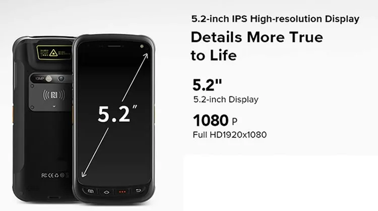 5.2 inch Touch screen Handheld PDA Barcode Scanner with 4G /Wifi  Camera / GPS