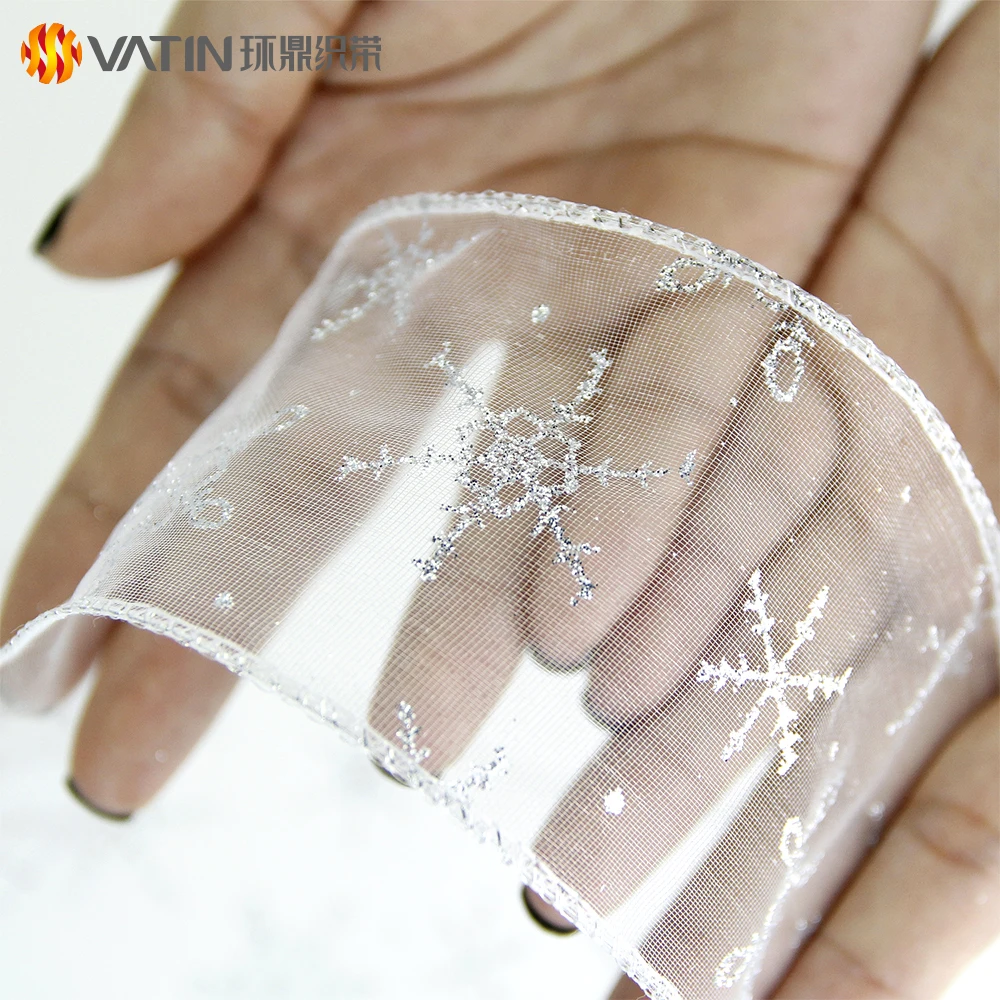 
Full Color Christmas Holiday Ribbon Swirl Wired Sheer Glitter Ribbon Spool Ribbon 