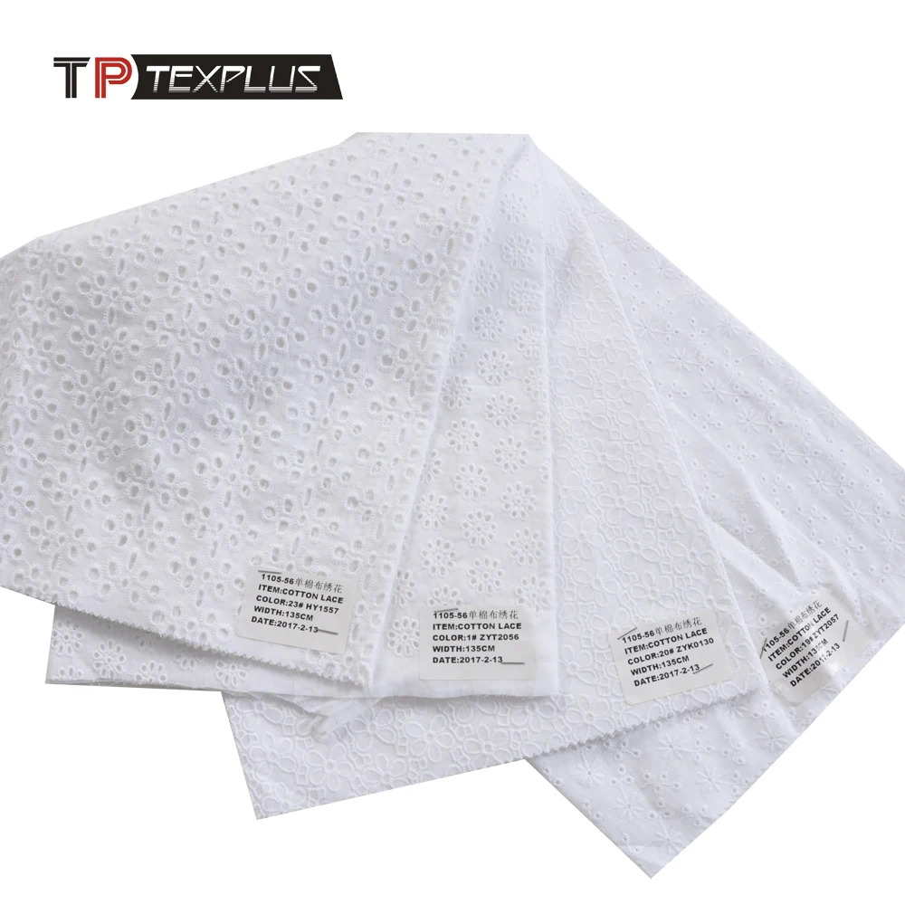 High quality 100% cotton white cut work embroidery cotton lace fabric