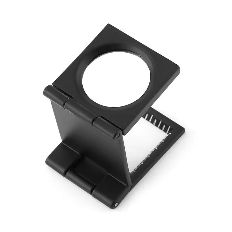 10 x 28mm Linen Test Three Folding Magnifying Glass Portable Zinc Alloy Magnifier   Lamp for Textile Jewelry